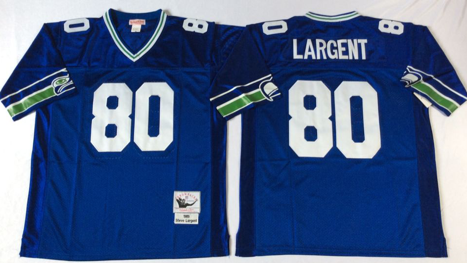 Men NFL Seattle Seahawks 80 Largent blue Mitchell Ness jerseys